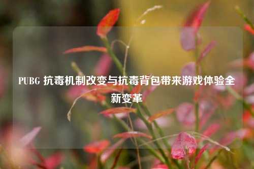 PUBG 抗毒机制改变与抗毒背包带来游戏体验全新变革