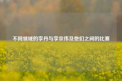 不同领域的李丹与李宗伟及他们之间的比赛