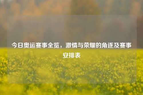 今日奥运赛事全览，激情与荣耀的角逐及赛事安排表