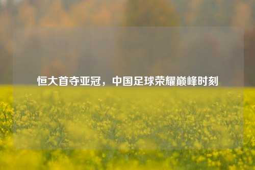 恒大首夺亚冠，中国足球荣耀巅峰时刻