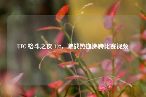 UFC 格斗之夜 192，激战热血沸腾比赛视频